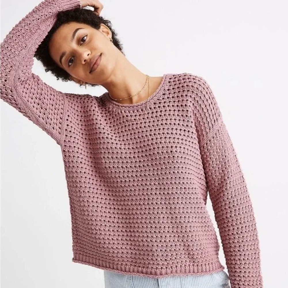 Madewell Pink Open-Stitch Crochet Austen Pullover Sweater Women’s Small